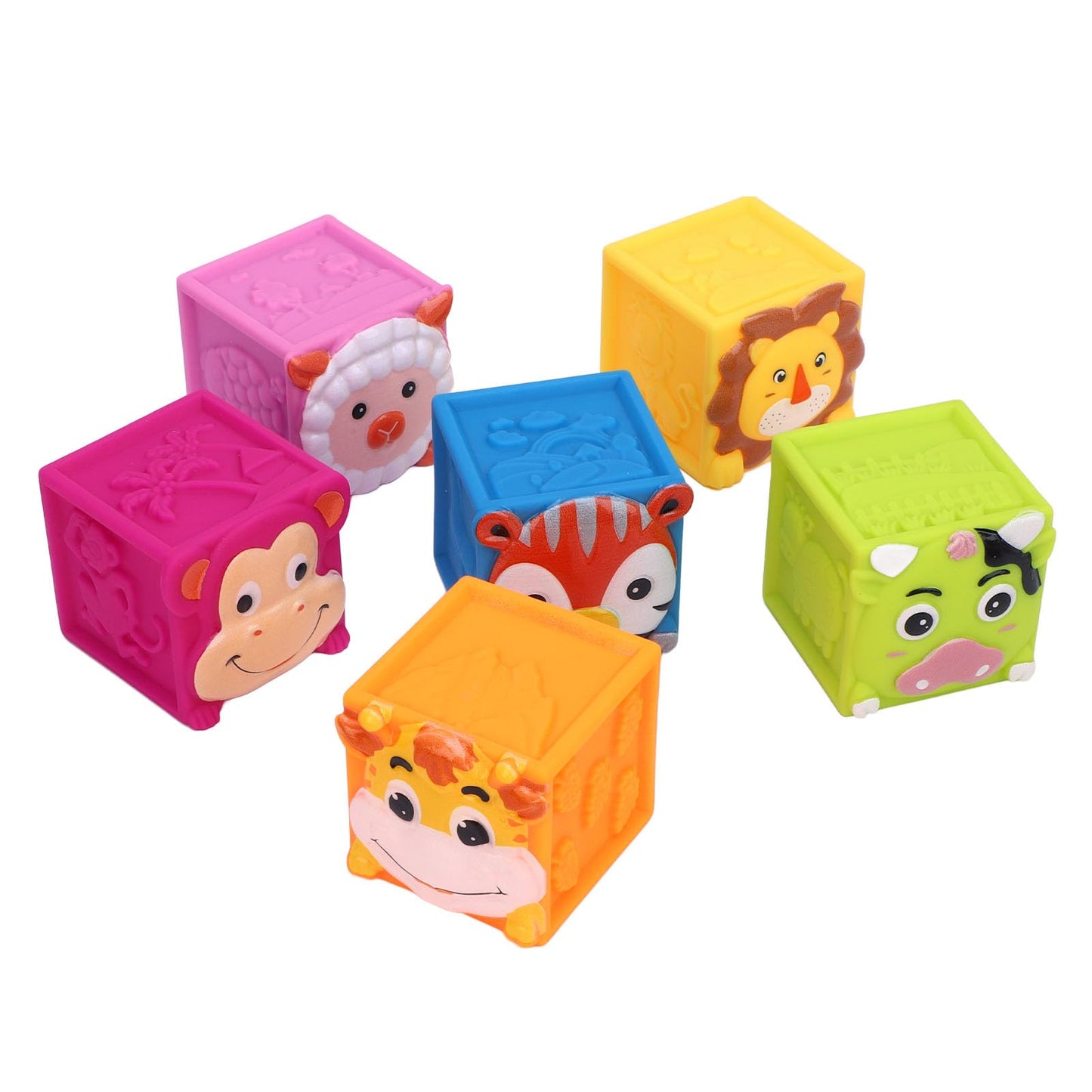 Zunate Soft Baby Building Blocks Toy, Comfortable Rubber Material with Multi Colors and Patterns, Lightweight Stacking Blocks for Infants and Toddlers