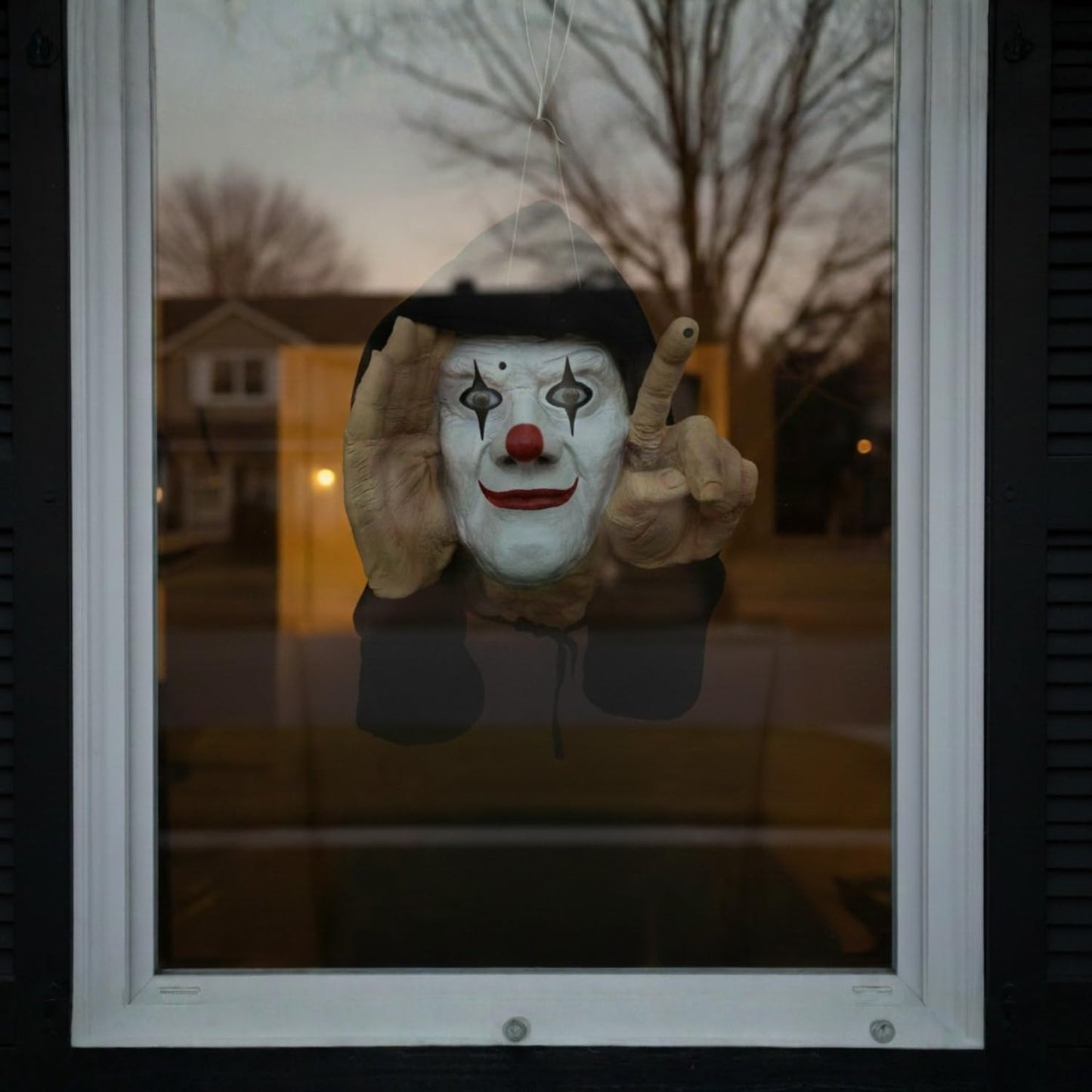 Scary Peeper Tapping Clown Halloween Decoration - 8" x 12" x 12" (1 Pc.) - Scary Realistic Design - Perfect for Halloween Parties, Haunted Houses, & Pranks