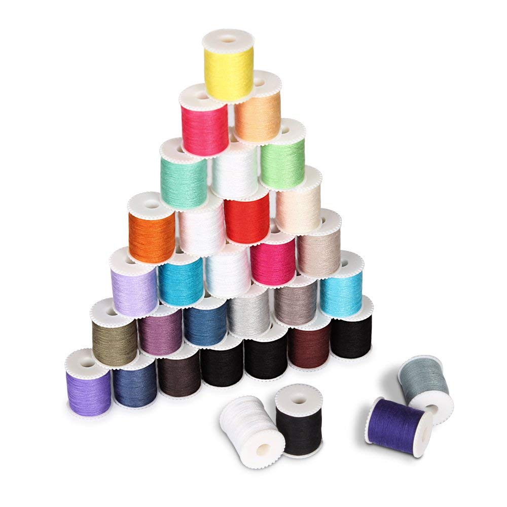 NEX 60 Pcs Bobbins Sewing Thread Kit, Polyester Mini Bobbins and Thread Spools for Hand & Machine Sewing