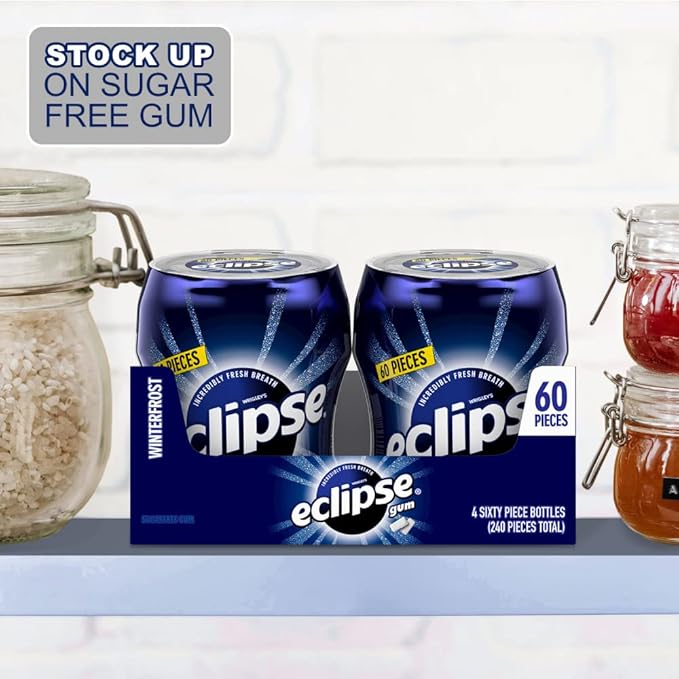 ECLIPSE Gum Winterfrost Sugarfree Chewing Gum, Bulk, 2.9-Ounce 60 Piece Bottle (4 Bottles)