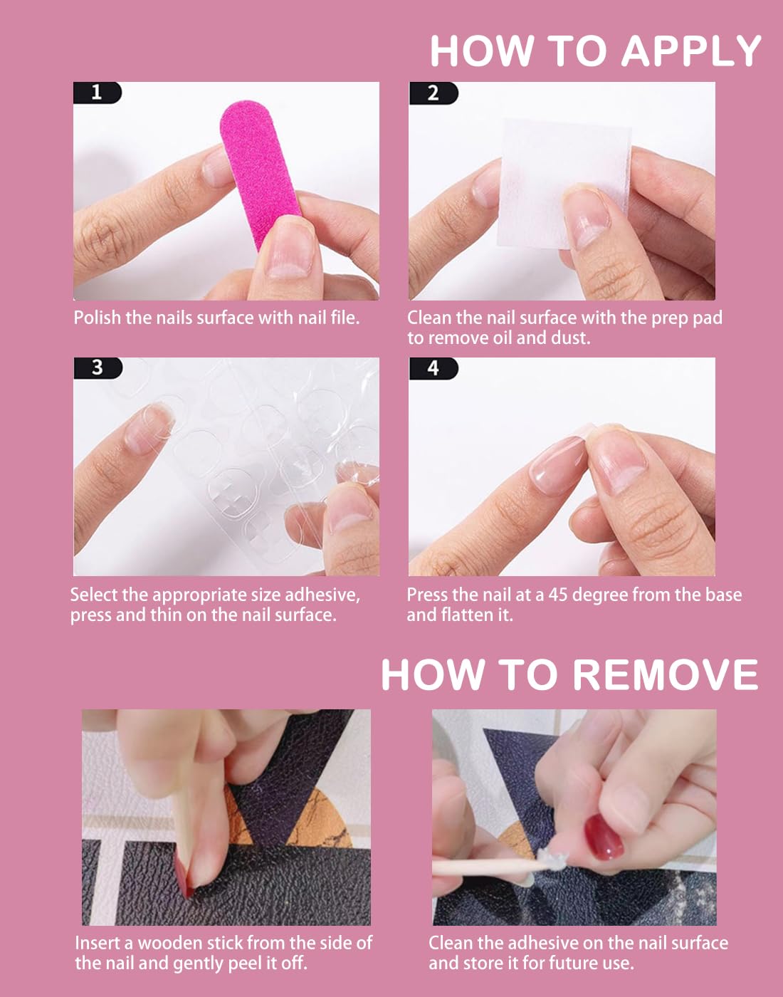 Handmade Press on Nails - Medium Pointed Almond Shape, Fake Nails Short Oval, Reusable Acrylic Stick on False Nails Kit for Women/K10-M
