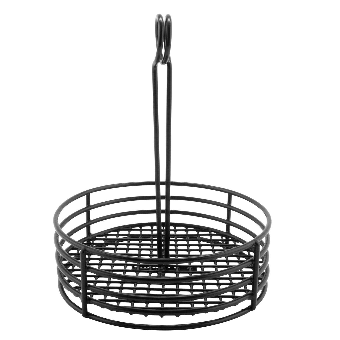 G.E.T. 4-31855 Black Round Stainless Steel Condiment Caddy Iron Polyethylene Coated Table Caddies Collection, 7.5"