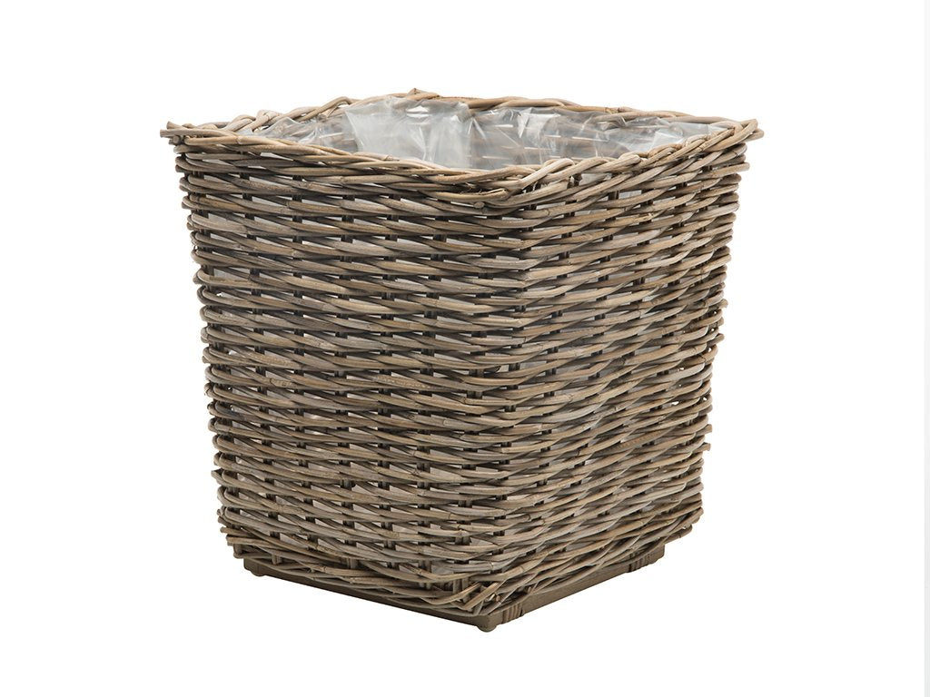 Kouboo Planter Woven Rattan Indoor Outdoor with Drainage Holes Tall Cute Pots Square for Olive Tree Large