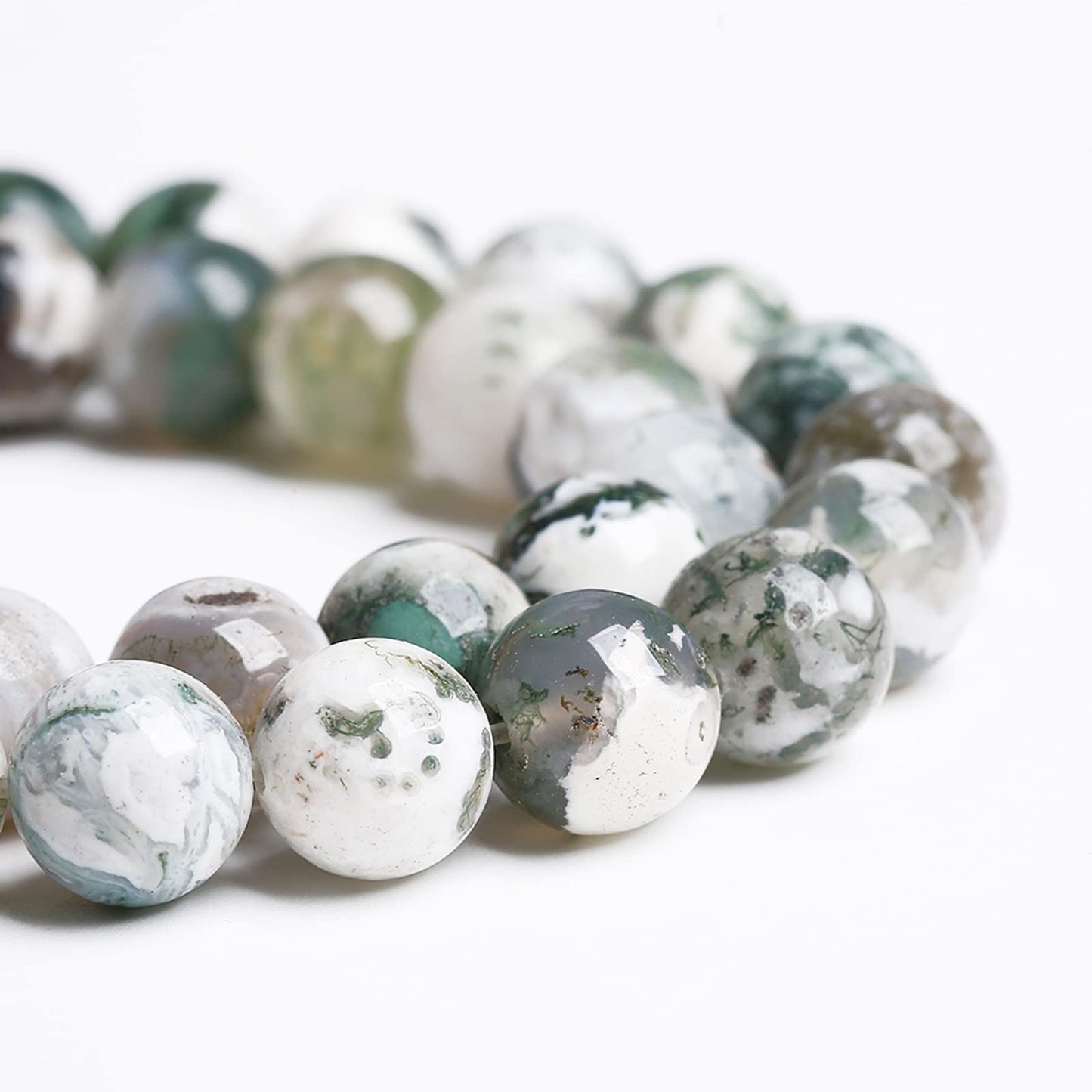 6MM 60PCS Natural Stone Tree Leaf Agate Loose Beads for Jewelry Making DIY Bracelet Necklace