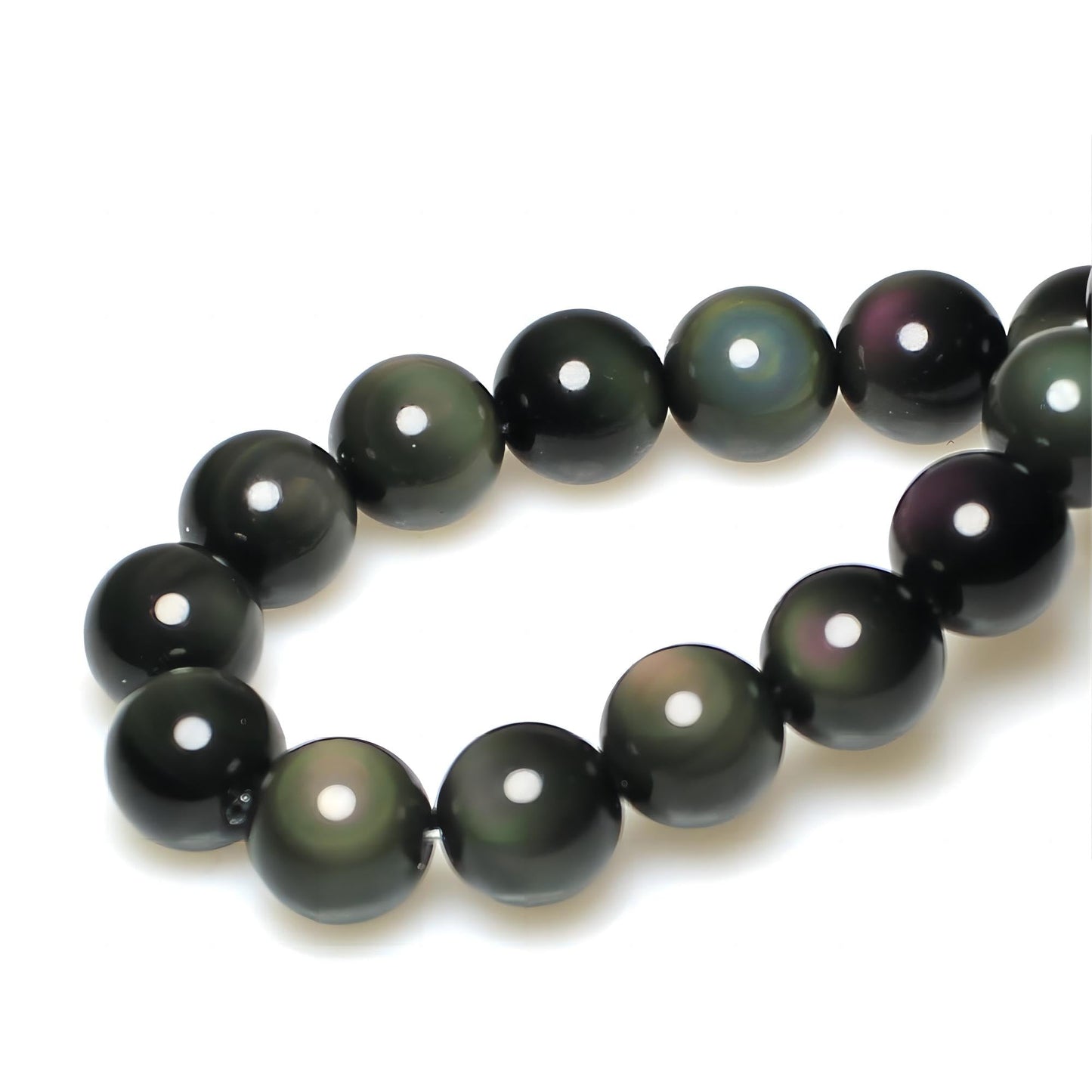 MJDCB Rare Collection Natural Stone Beads Rainbow Obsidian Round Loose Beads for Jewelry Making DIY Bracelet Necklace (10mm)