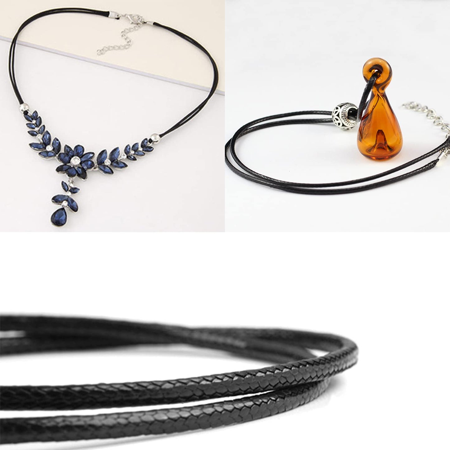 EuTengHao 120Pcs Necklace Cord Bulk, Black Waxed Necklace Cord String for Jewelry Necklace Bracelet Making (24 inch Length,1.5mm Width)