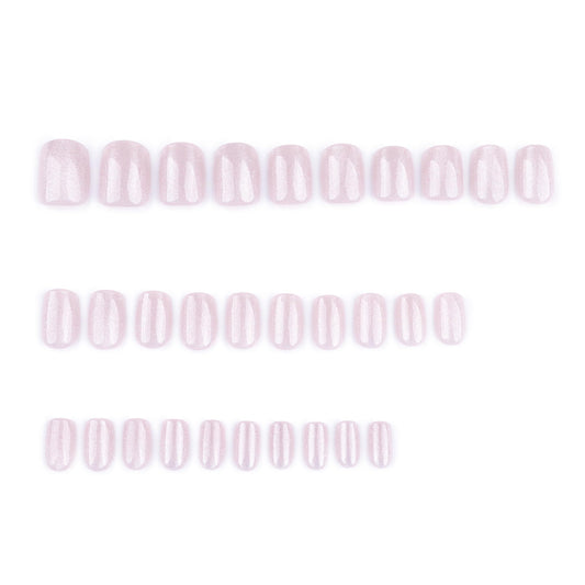 Press-On Nails – Short Almond & Square Styles | Nude, Chrome, Cat Eye, Glitter, French | Reusable with Nail Glue & Tape | 24 pcs kit | Salon Look in Minutes (B-midnight velvet, Medium)