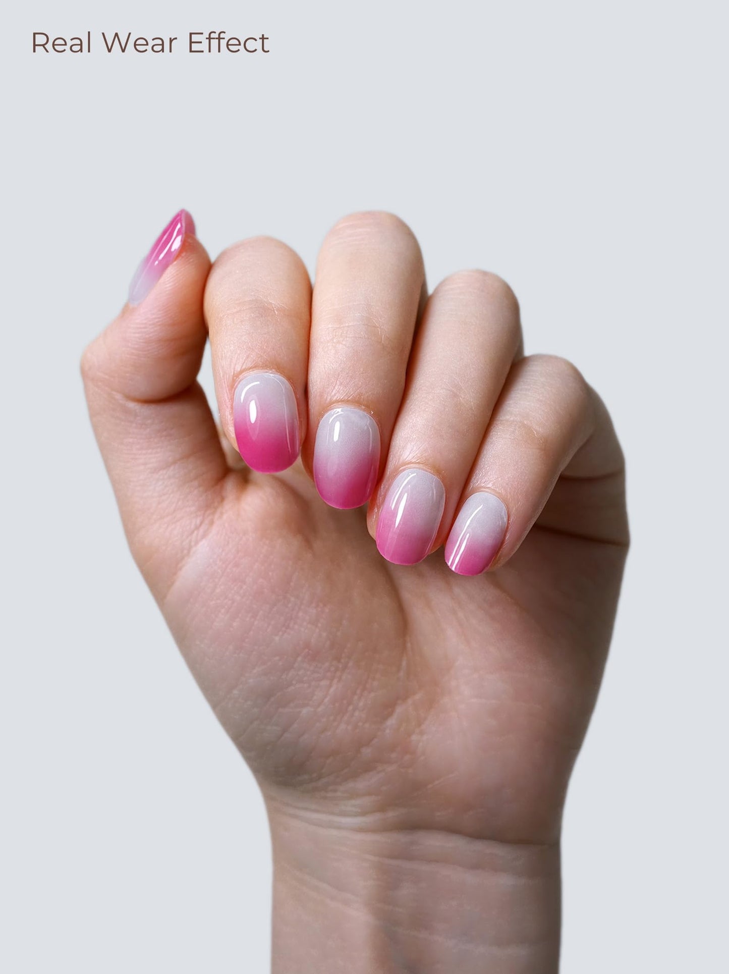 Beaolata Real Gel Nail Strips (No UV Light Needed) - 44Pcs Salon Quality Nail Stickers - Long Lasting Polish Wraps for Women, Easy Apply & Remove (Sunkissed Peach Pink)
