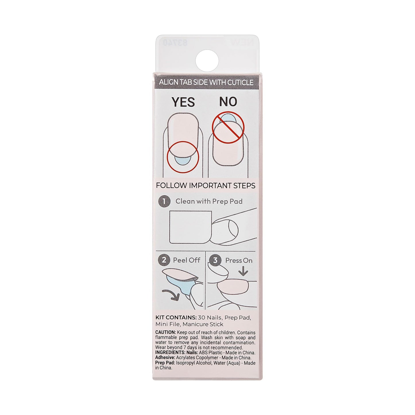 Kiss Impress No Glue Mani Press On Nails, Color, 'Point Pink', Pink, Short Size, Squoval Shape, Includes 30 Nails, Prep Pad, Instructions Sheet, 1 Manicure Stick, 1 Mini File