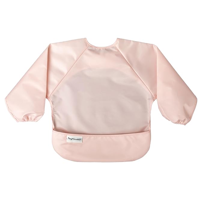 Tiny Twinkle Long Sleeve Bib for Babies & Toddlers – 2 Pack Waterproof Smock Bibs for Eating – Machine Washable & Mess-Proof, Baby Feeding Essential & Shower Must-Have (Rose Burgundy,6–24M)