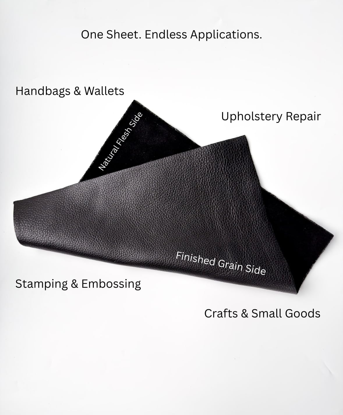 Natural Grain Cow Leathers: 12'' x 12'' Pre-Cut Leather Pieces (Black, 1 Piece)