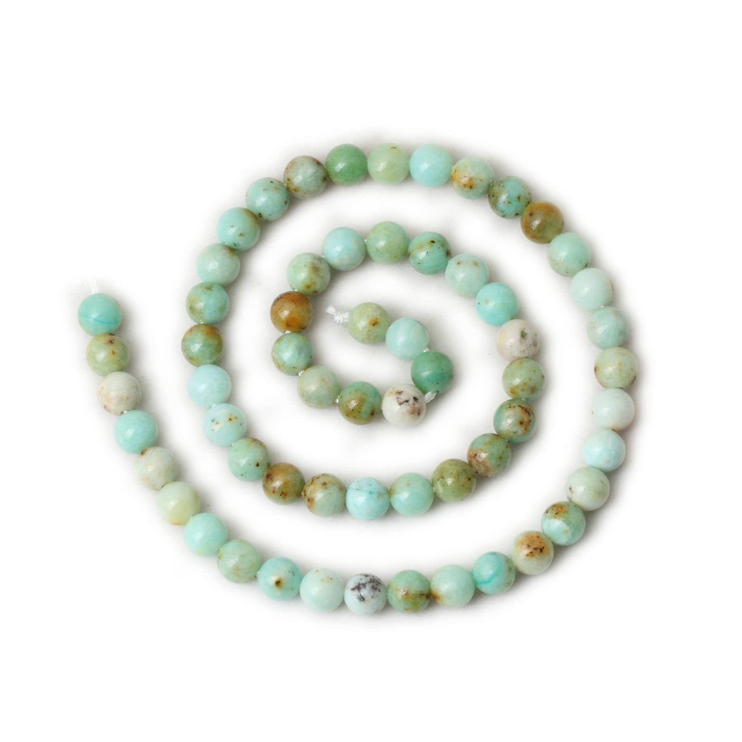 CHEAVIAN 60PCS 6mm Natural Mongolian Turquoise Stone Round Loose Beads for Jewelry Making 1 Strand 15"