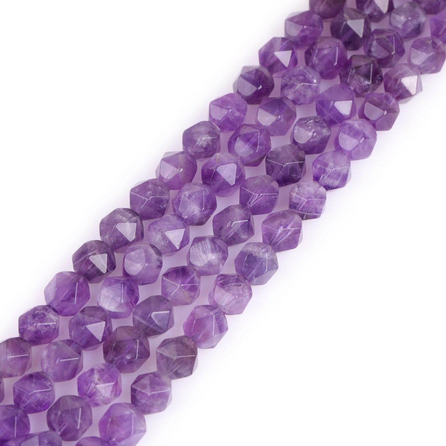 GEM-Inside Natural 8mm Amethyst Gemstone Loose Beads Light Purple Square Faceted Agate Beads Cambay Crystal Energy Stone Power for Jewelry Making 15"