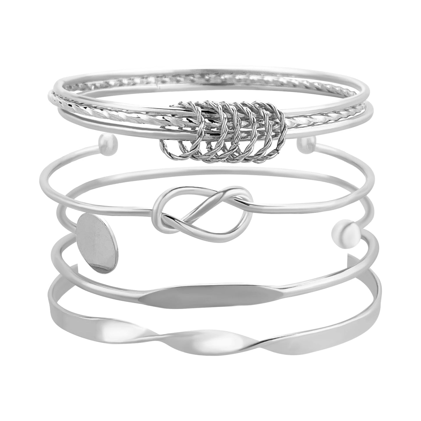 FUNOJOY Bangle Bracelets Set for Women, Multi Layer Stackable Cuff Bracelets, Boho Open Adjustable Bangle Jewelry Gift for Her