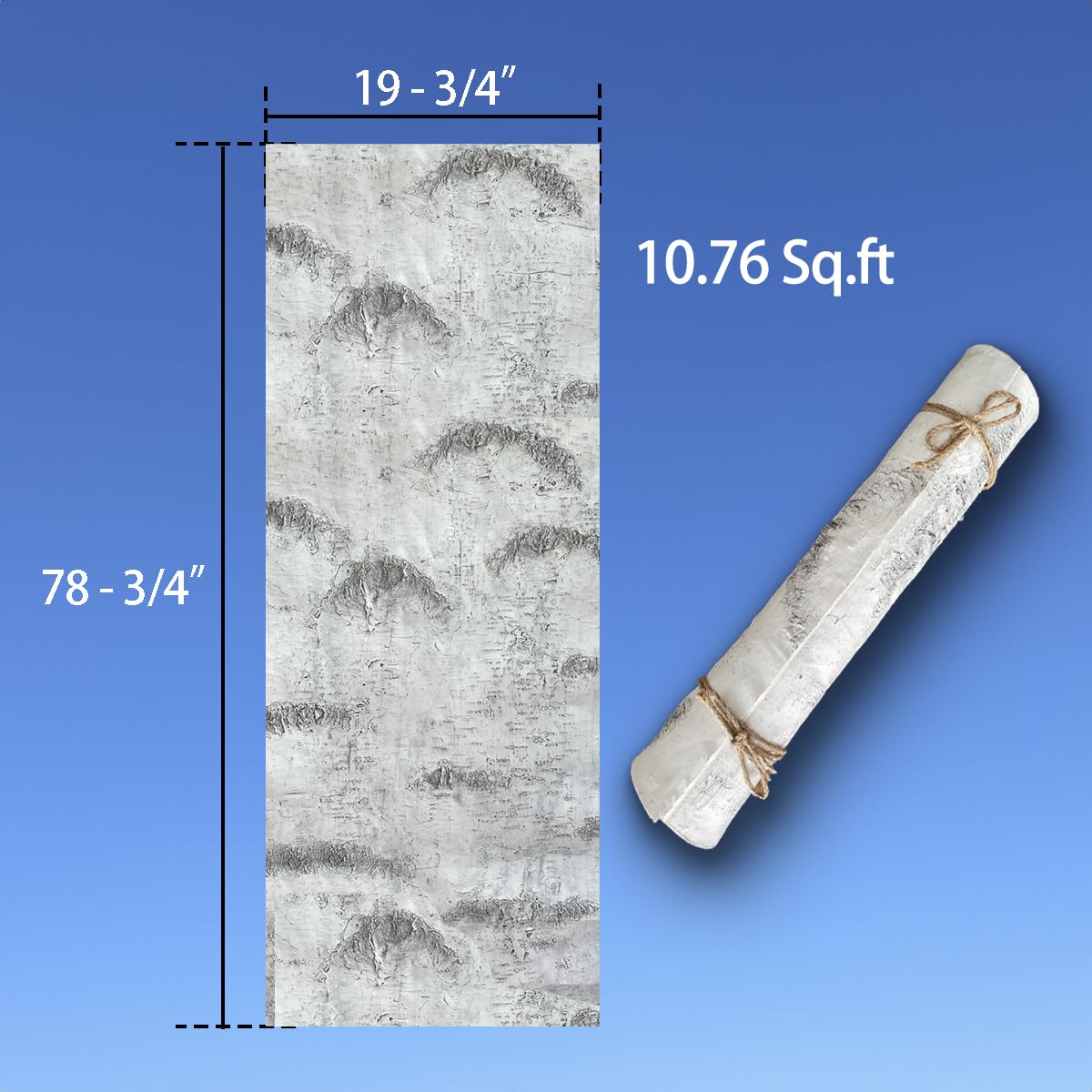 Artificial Birch Bark 3D Realistic Texture 78.7in*19.7in（10.8 Sq.ft）Silicone Material Faux Tree Bark Nature-Inspired DIY Design Eco-Friendly Home Deco Accentuating Natural Beauty （No glue included）