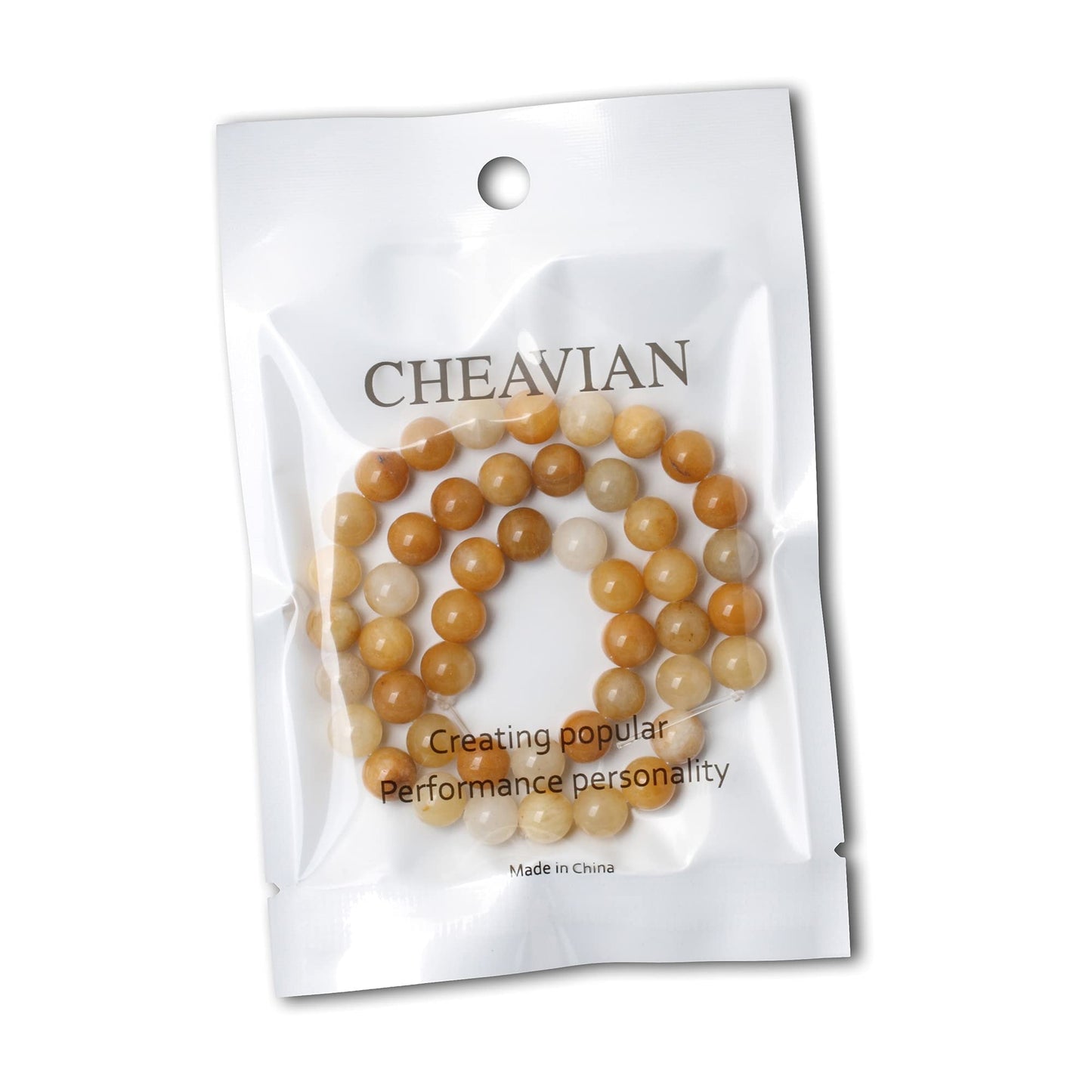 CHEAVIAN 45PCS 8mm Natural Yellow Jade Multi-Color Gemstone Round Loose Beads for Jewelry Making DIY Handmade Materials 1 Strand 15"