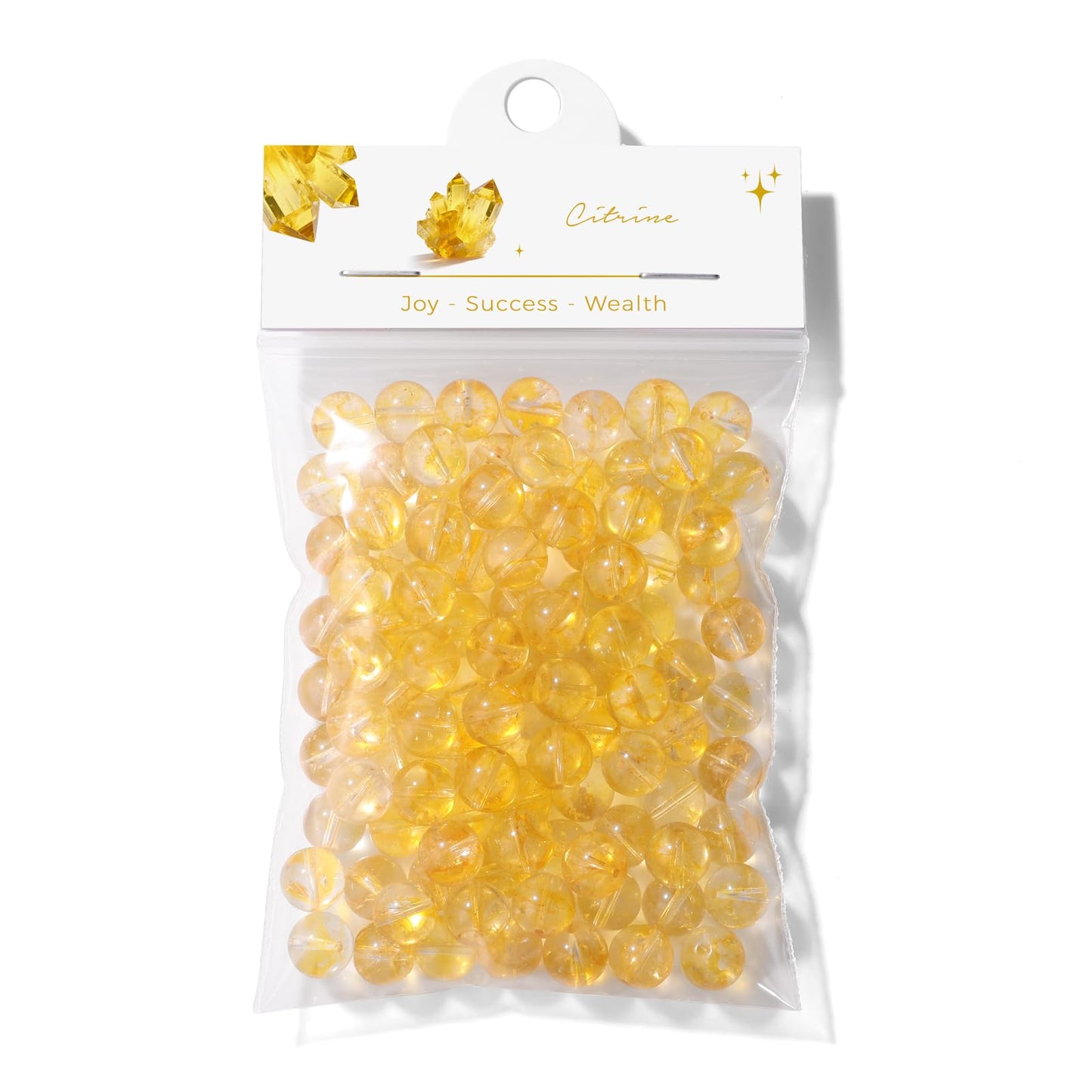 Raicegs 100pcs 8mm Citrine Beads Natural Gemstone Beads Round Loose Beads for Jewelry Making DIY Bracelets Necklace