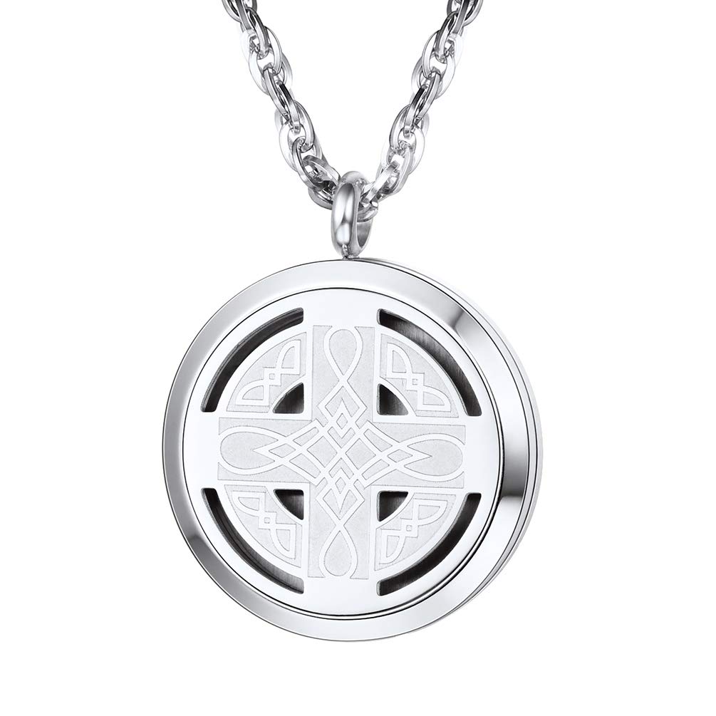 PROSTEEL Diffuser Necklace Locket Aromatherapy Necklace Stainless Steel Essential Oil Diffuser Mens Womens Celtic Knot Cross Jewelry