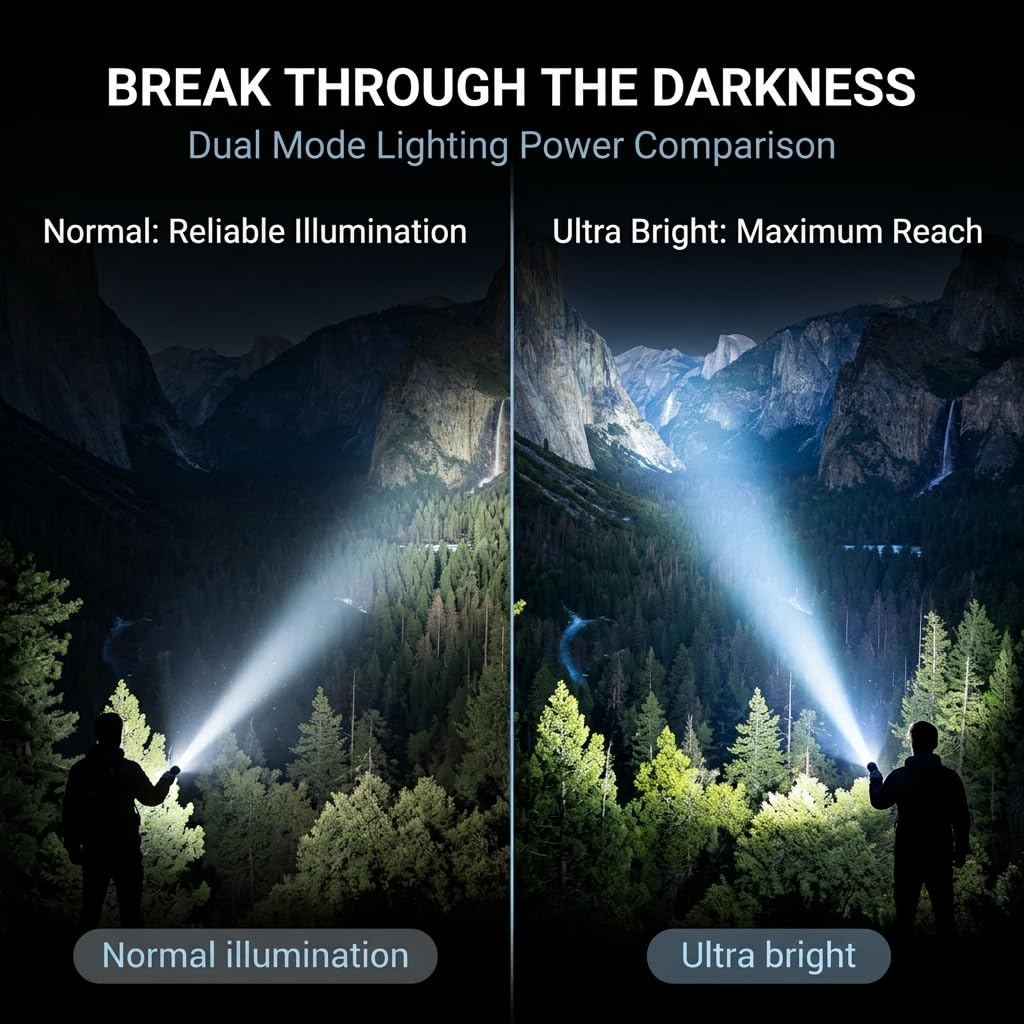 FUICZSN Flashlight Lantern Combo Rechargeable, 2-in-1 LED Flashlight with 360° Camping Lantern & Emergency Strobe, Compact Light for Camping, Power Outage, Car