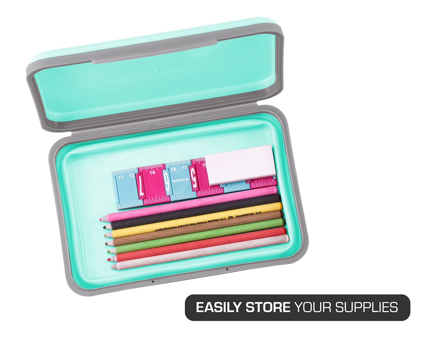 It's Academic Flexi Storage Box with Lid, Collapsible Pencil Case Design for Craft and School Supplies, 3-Pack