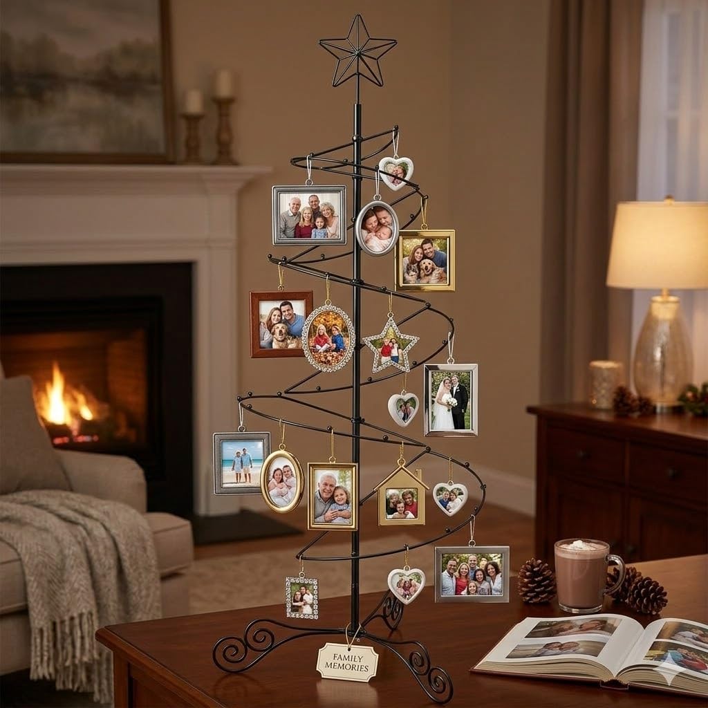HOHIYA 3.3 FT Metal Spiral Christmas Tree Alternative Ornament Display Stand for Small Spaces Wrought Iron Hanging Tree with Hooks for Holiday Halloween Seasonal Decorations Gift Idea Black