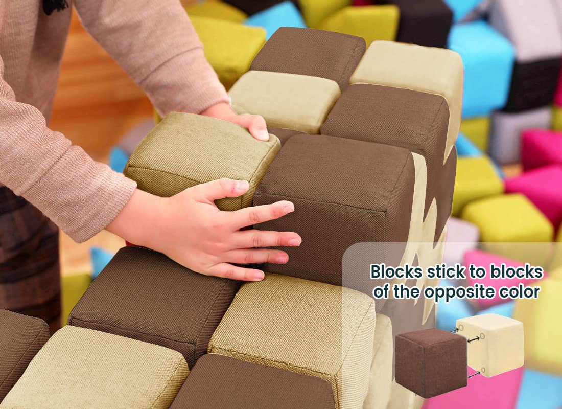 nets Tribe Magnetic Soft Building Blocks for Kids, Magnetic Blocks, Big Blocks, Educational Toys, Incredibly Fun Building Block for Children (Coffee Brown+Light Coffee Brown)