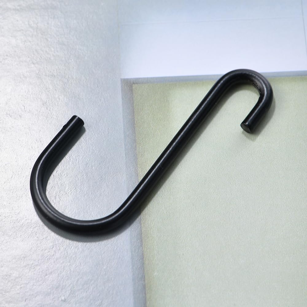 dophee 10Pcs 3" S Hooks for Hanging Plants, Black Heavy Duty Metal S Shaped Utility Hooks for Hanging Cups Jeans Clothes Bages Towels Purse Jewelry Pot Pans Baskets
