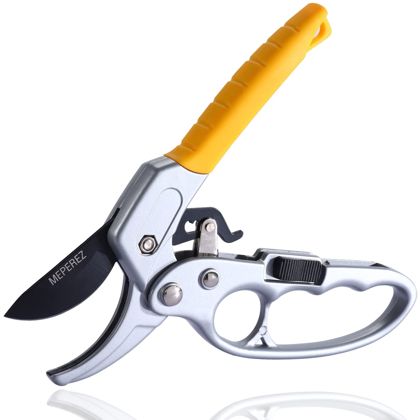 MEPEREZ Premium Germany Pruning Shears, Work 3 Times Easier, Pruners Heady Duty, Sharp Garden Clippers Cut Fresh Flower, Hedge, Herb, Indoor Plants, Gardening Tools Scissors, Arthritis Weak Hand Snips