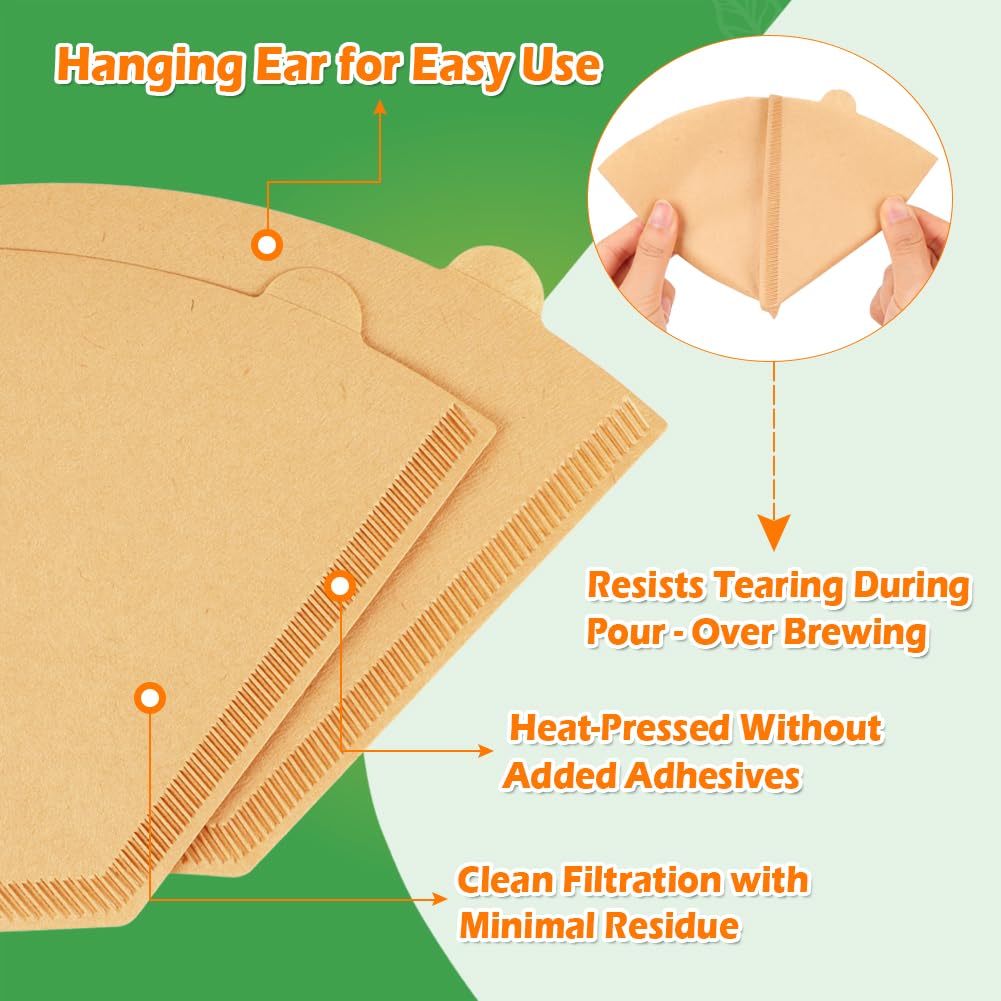 BYKITCHEN 400PCS #4 Cone Coffee Filters Fits 8-12 Cup & 14 Cup Coffee Makers, Size 4 Unbleached Disposable Coffee Filter Paper, Compatible with Ninja, Cuisinart 12-Cup/ 14-Cup & Drip Coffee Machine
