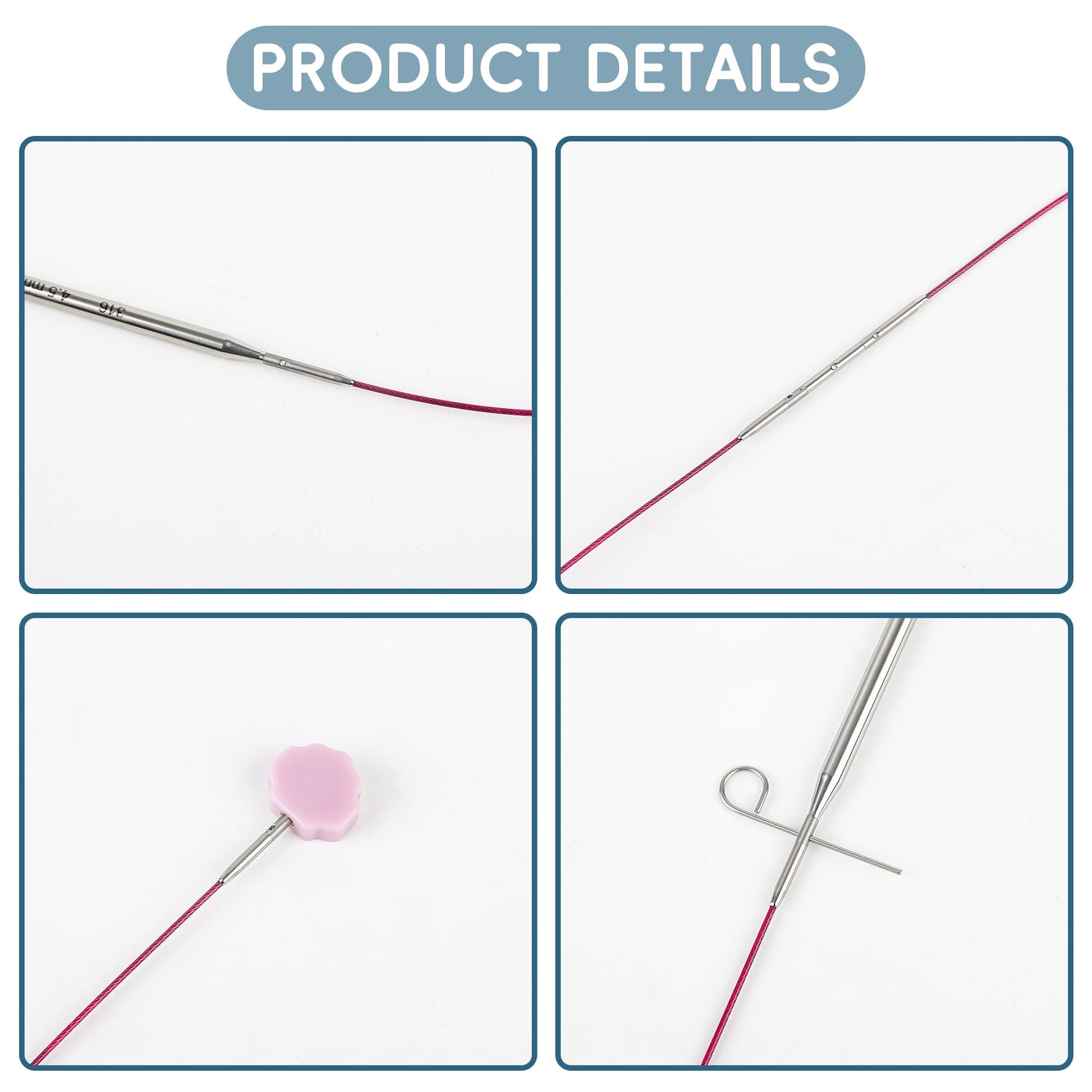 Froggod 4.5-Inch Aluminum Lace Interchangeable Circular Knitting Needle Set, Sizes US 1, 1.5, 2, 2.5, 4, 5, 6, 7 Interchangeable Knitting Needles Lace-Tip with 4 Assorted Cables with Project Bag