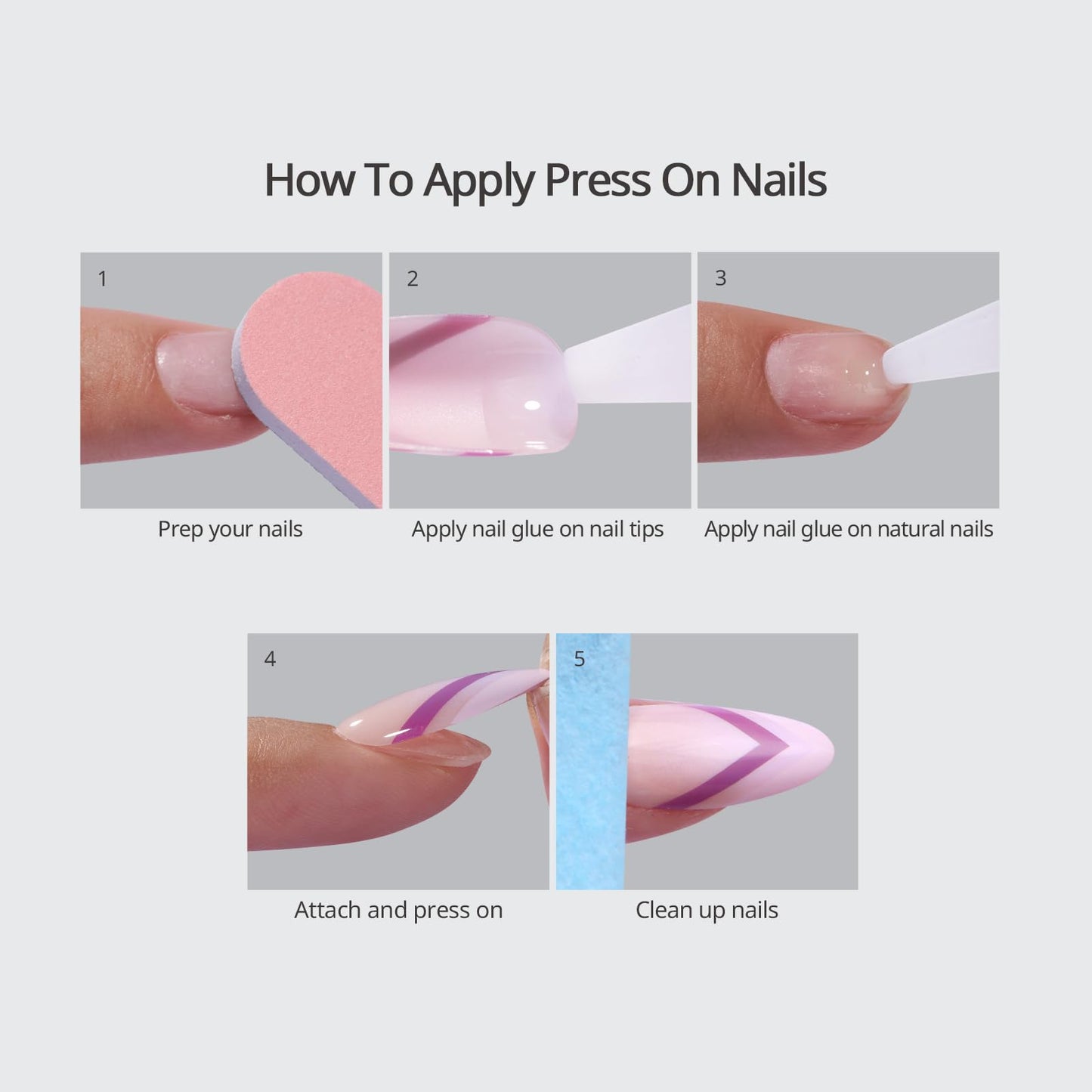BTArtbox Press On Nails Short - Orchard Burst, Easy-to-Apply Omber Pink Almond Press On Nails with Glue and Adhesive Tabs in 16 Sizes - 32 Nails All-in-One Kit