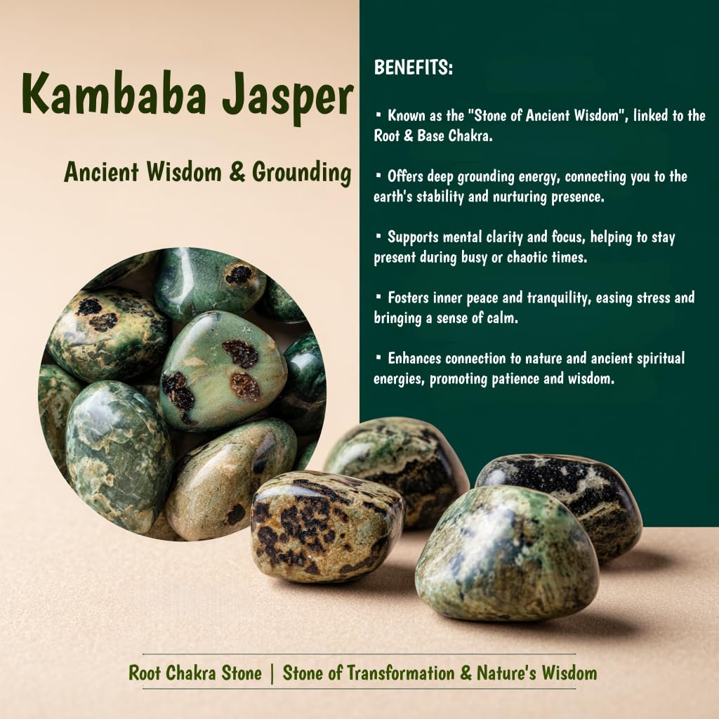 Loveliome Natural Kambaba Jasper Oval Polished Worry Stones, Healing Crystal Indoor Fountain Stones Massage Energy Anxiety Relief Items