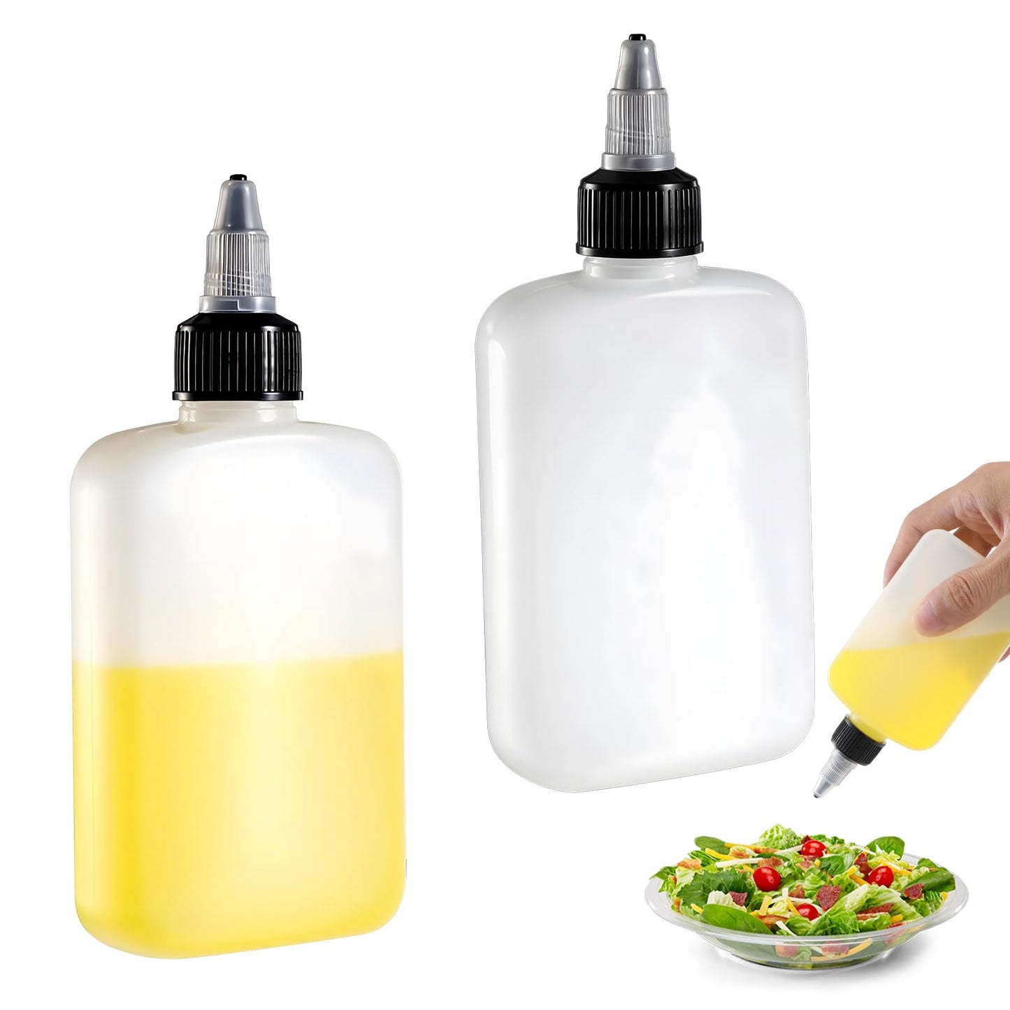 KALIONE Oil Dispenser Bottle for Camping & Cooking, 4oz Squeeze Condiment Bottle, 2 Pack, High Density Polyethylene, 118.29ml, Reusable, Leak-proof Screw Cap