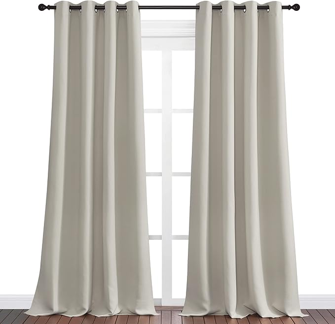 NICETOWN Natural Room Darkening Curtains 102" Long for Boho Farmhouse Home Decoration, 55" Wide, Set of 2, Window Treatment Total Privacy Drape Panels for Bedroom Living Room