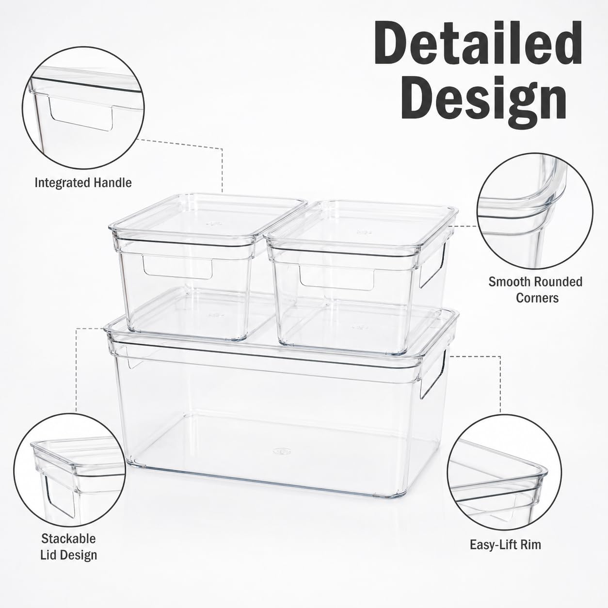 Yomjarl Baking Supplies Storage Containers 3Pc,Baking Kits with Handles&Lid for Adult,Stackable Bakeware Organizer Storage Bins,BPA Free Baking Accessories,Kitchen,Pantry Storage and Organization Box