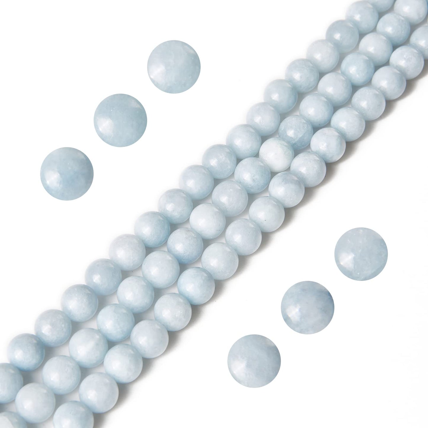 100pcs 8mm Aquamarine Beads Natural Gemstone Beads Round Loose Beads for Jewelry Making