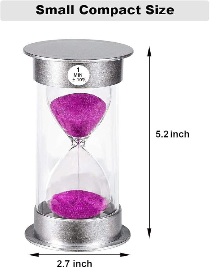SuLiao Sand Timer, 1 Min Hourglass - Large Purple Sand Clock - Unbreakable Plastic for Kids, Games, Classroom, Kitchen, Decoration