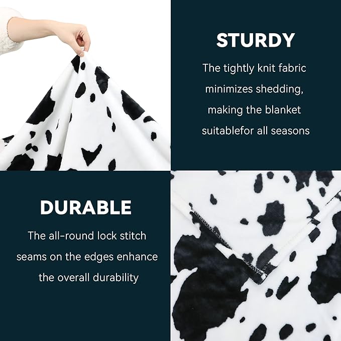GEULAY King Size Cow Print Blanket - Breathable Lightweight Plush Fleece Throw for Livingroom Western Decor All Seasons, Luxuriously Soft Large Bed Cover 90"x108"