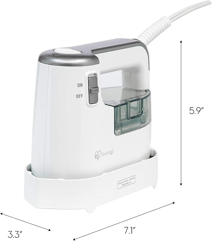 IRIS USA Mini Handheld Garment Steamer, 35s Fast Heat-Up, Portable Iron for Clothes, Dual Horizontal & Vertical Use, Travel-Friendly with Heat-Resistant Base, White