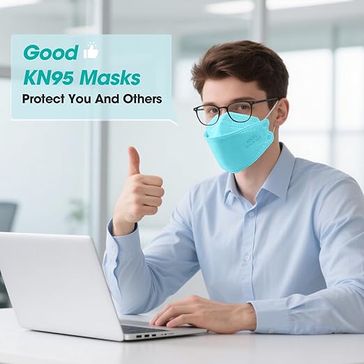 LEMENT KN95 Face Masks - 50 Pack Breathable Comfortable Disposable Masks For Adult, Filter Efficiency≥95%, Elastic Ear Loops, Blue