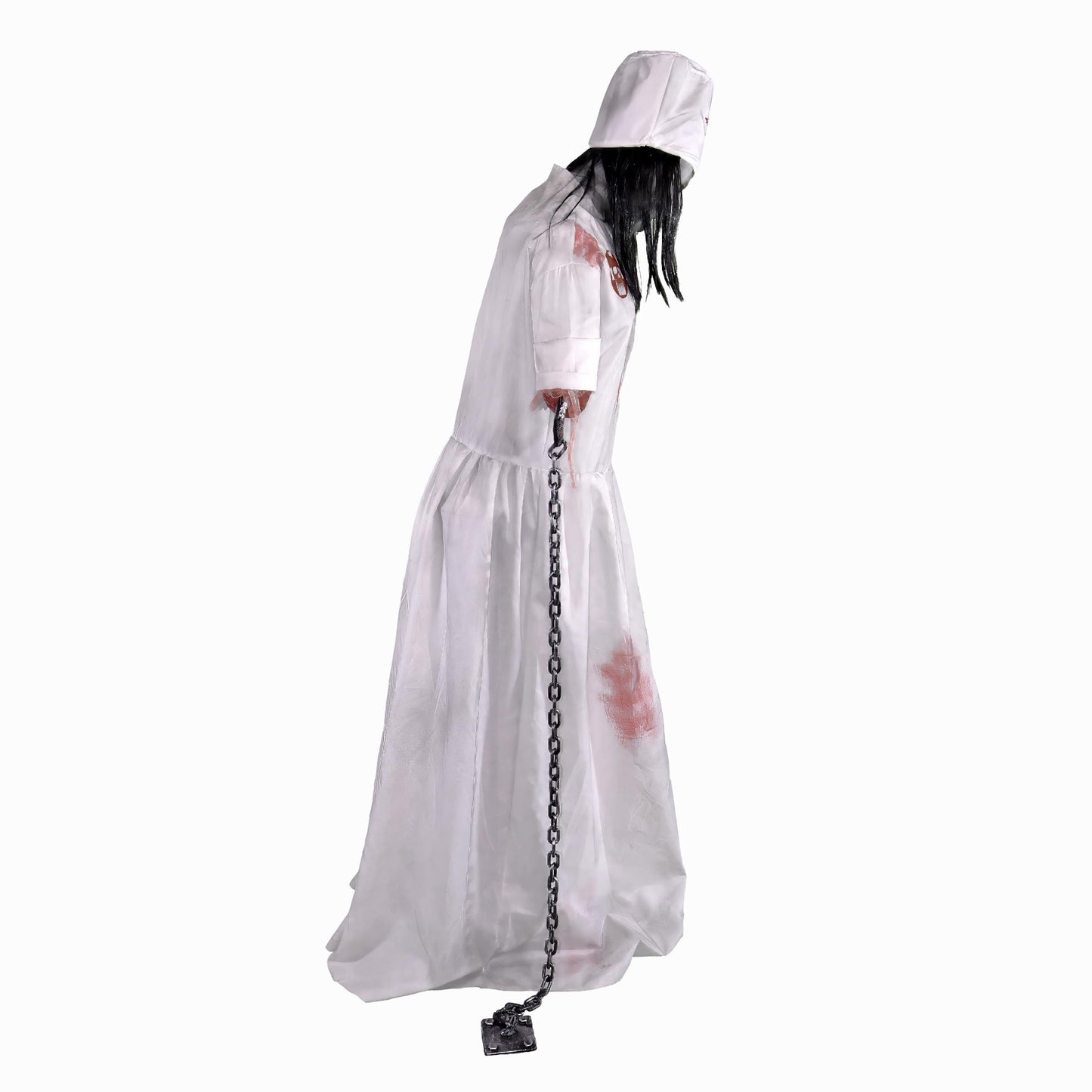 Haunted Hill Farm Life-Size 5.2-Ft Animatronic Convulsing Nurse by Tekky Halloween Decoration with Motion-Activated Sounds