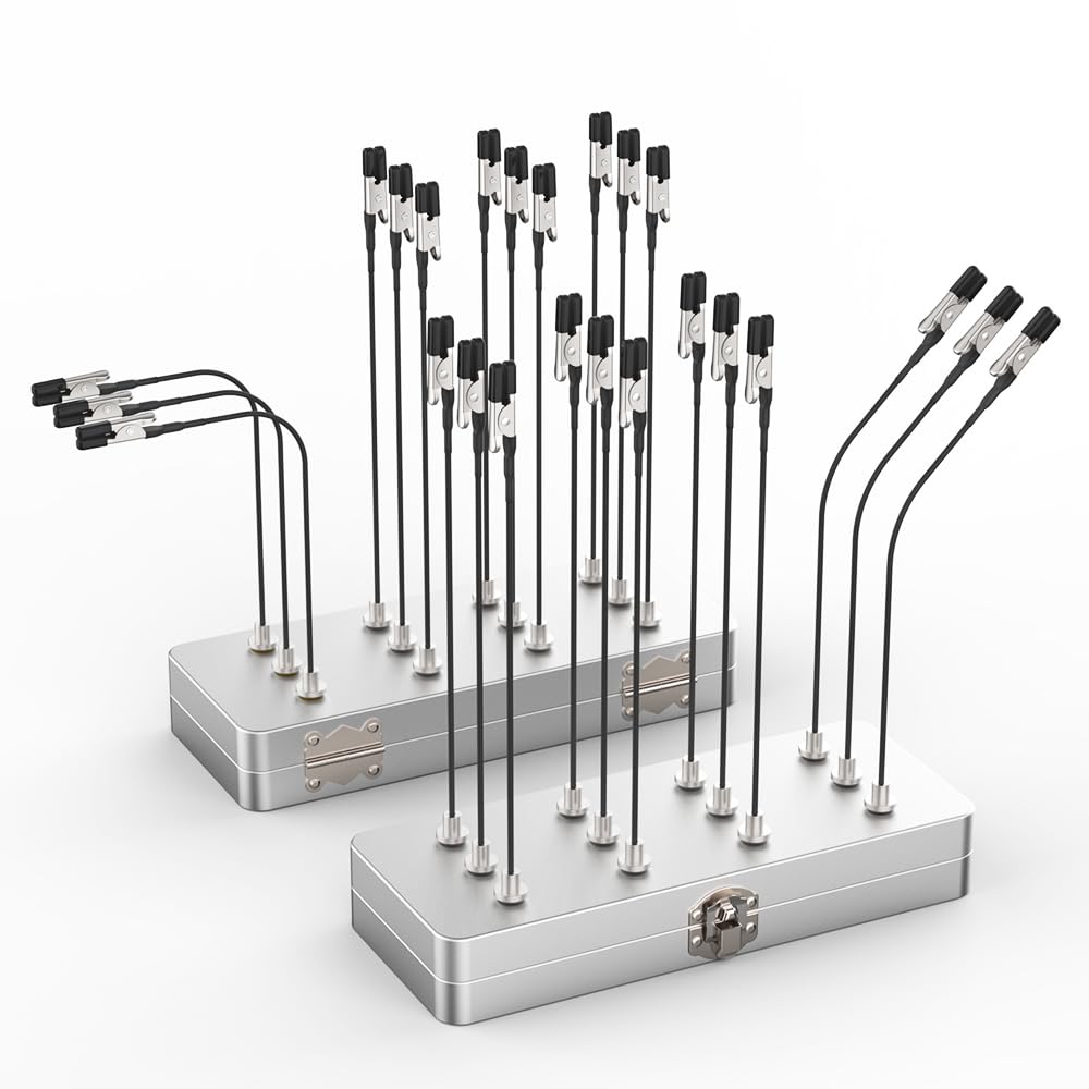 Madmagic 2pcs Metal Painting Stand Base Holder with 24pcs Bendable Magnetic Alligator Clips Sticks Kit for Gundam Hobby Model Painting, for Airbrush Model Coloring
