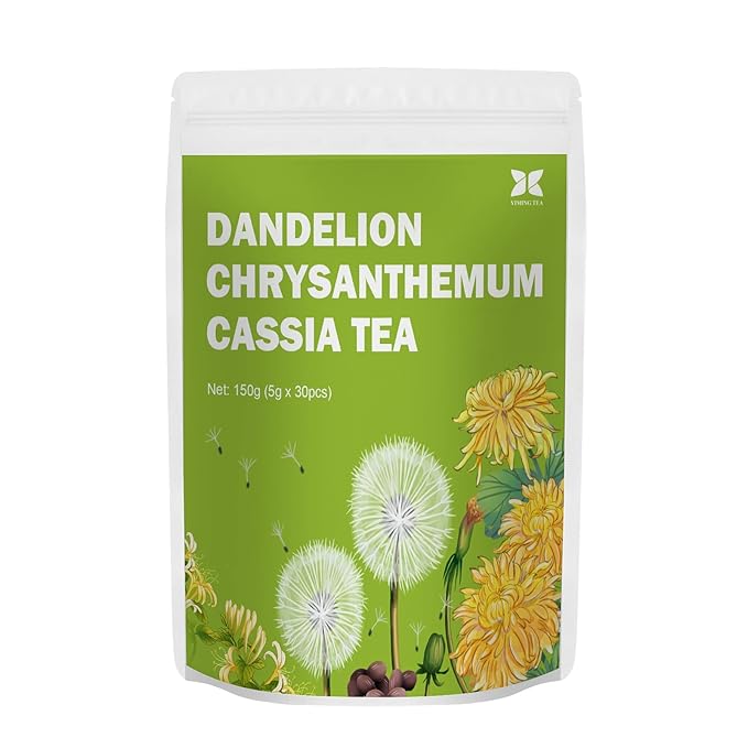 Dandelion Chrysanthemum Cassia Seed Herbal Tea Bag, with Burdock Root, Honesuckle, Goji Berries Liver Cleanse and Detox Tea 30 Count