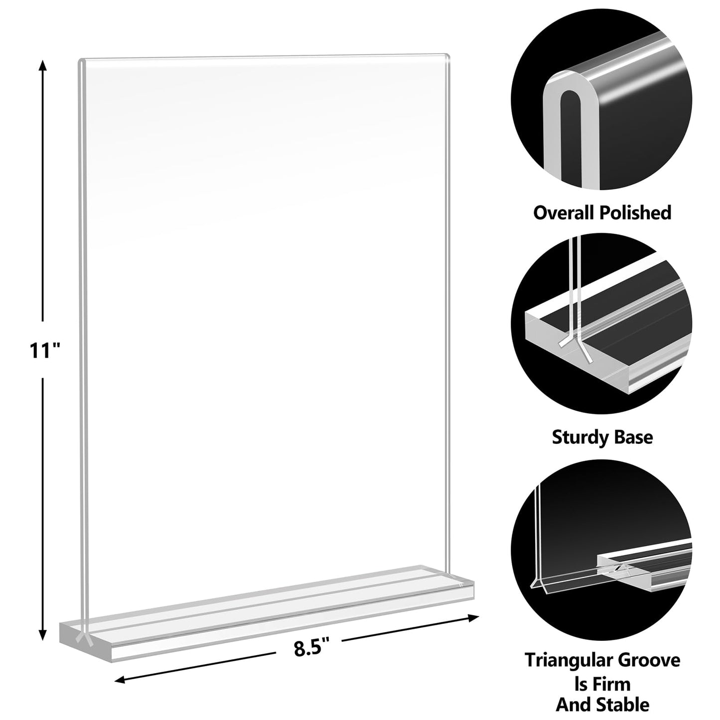 Enayplon Acrylic Sign Holder 8.5 x 11, Double Sided Sign Holder Stand, Plastic 6 Pack Table Paper Stand, Vertical Menu Flyer Stand, T Shape Table Flyer Holder