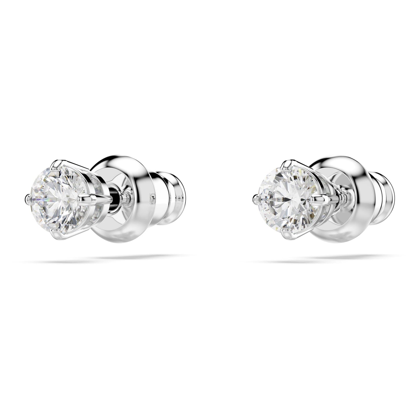 SWAROVSKI Attract Pierced Stud Earrings, Round-Cut Clear Crystals on Rhodium Finish Setting, Part of the Swarovski Attract Collection