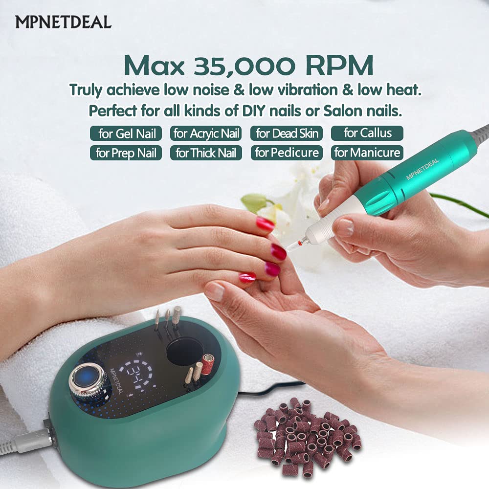 MPNETDEAL Electric Pro Nail Drill e-File with LED Digital Display Professional Menicure Tools for Acrylic Nails