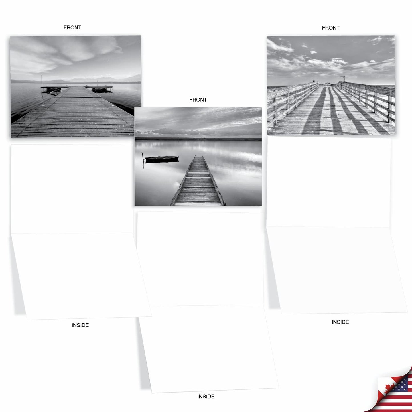 The Best Card Company - 10 Blank Note Cards with Envelopes (4 x 5.12 Inch) - Black & White Photos, Bulk Boxed Set - Slip Notes M6453OCB