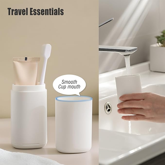Travel Toothbrush Case with Cup, Gray - Toothbrush and Toothpaste Travel Case, Doubles as Dorm Toothbrush Holder, Detachable Base, Compact Toothbrush Covers for Camping, Business Trip