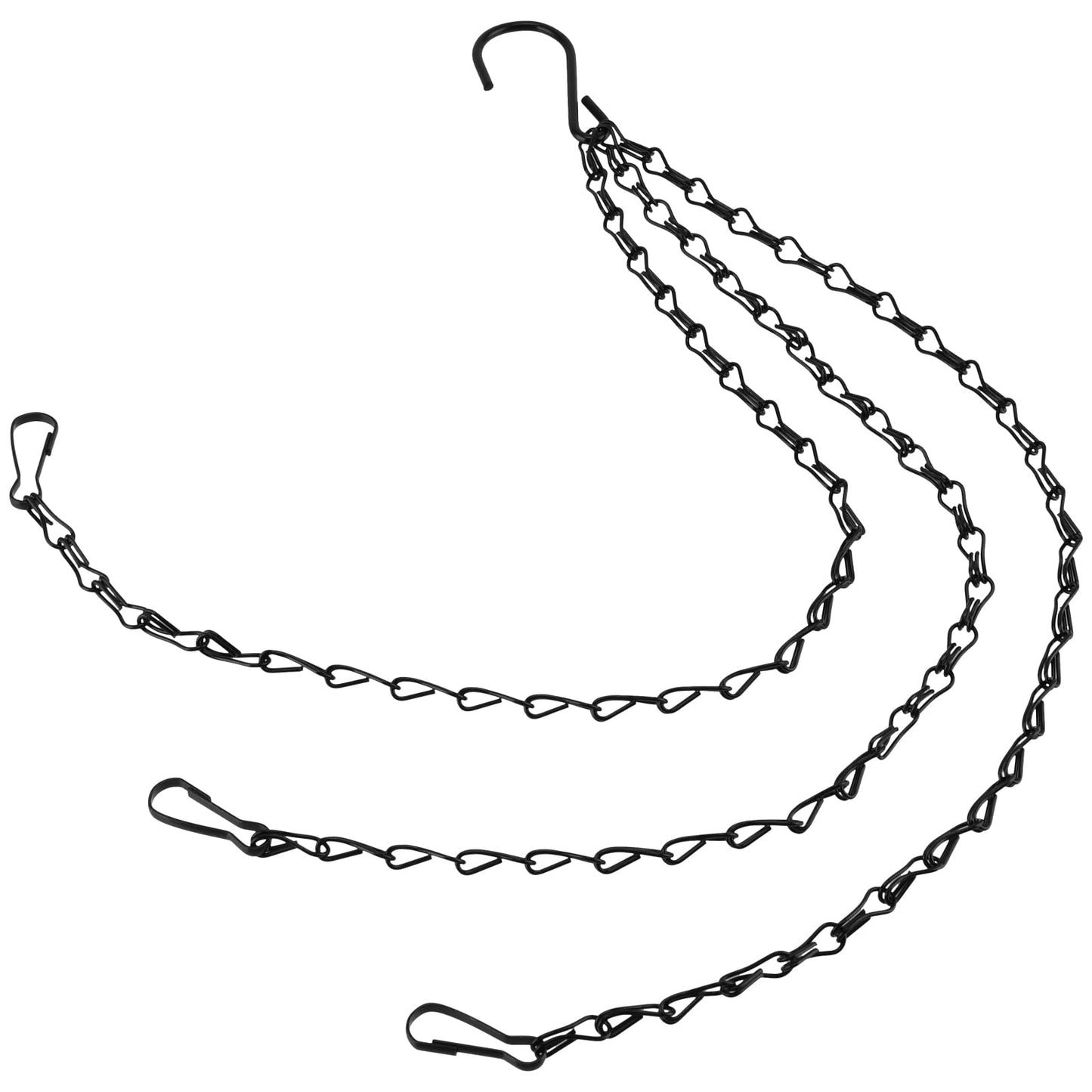 SEHOI 15 PCS 19 Inch Black Hanging Basket Replacement Chain, Metal Hanging Basket Chains 3 Point, Flower Pot Hanging Chain with Hooks Plant Pot Hanging Chain for Planters and Bird Feeders