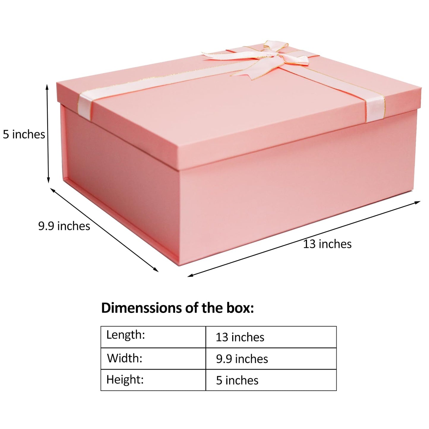 Pink Gift Box, 13"x10"x5" Large Gift Boxes, 2 Pack Foldable Gift Boxes with Lids for Presents, Versatile Empty Gift Box for Birthday, Anniversaries, Weddings, Any Occasion